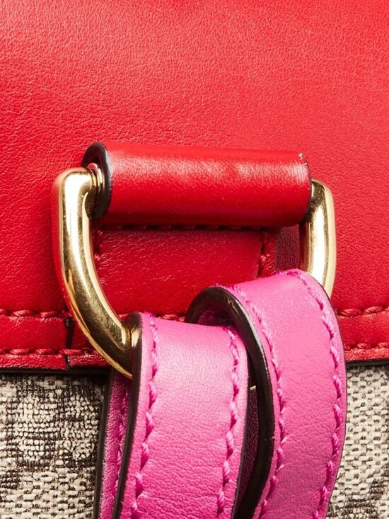 Gucci Red/Pink GG Supreme Coated Canvas and Leather Signature Padlock Small B. main image 6
